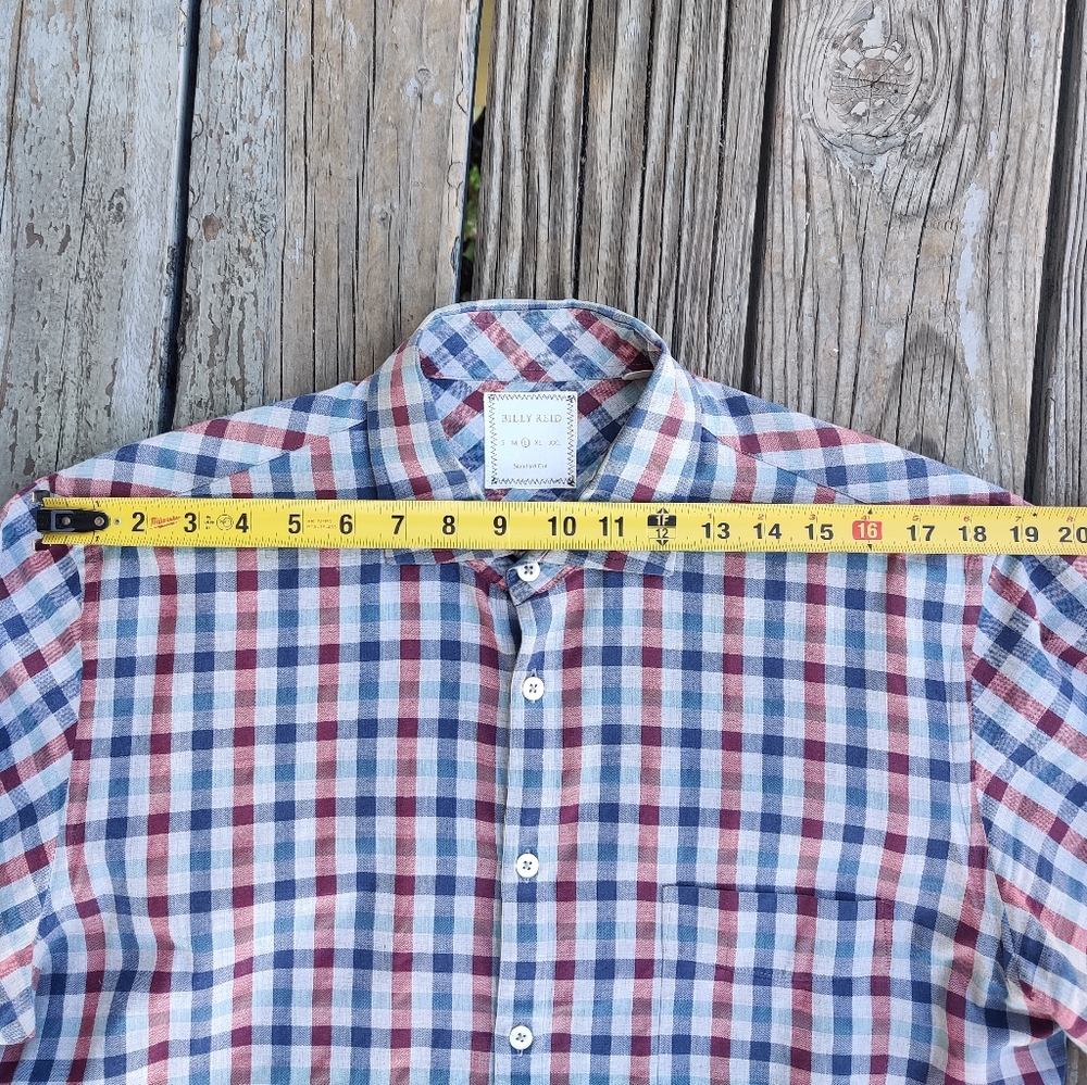 Billy Reid Gingham Sportshirt Sz L - Picture 6 of 9